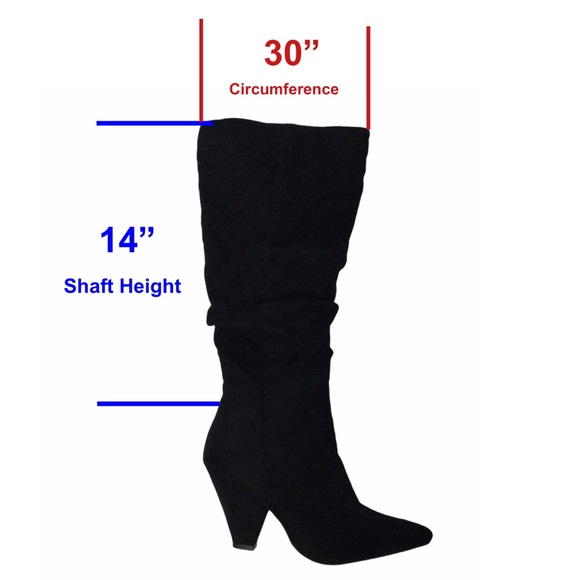 Faux Suede Slouchy Knee High Cone Heel Boots - Picture 9 of 10